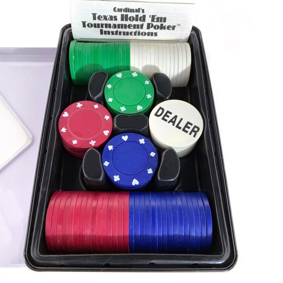 CARDINAL Professional Poker Chips 100 Dual-Toned + Dealer Button NEW IN BOX - Picture 3 of 5